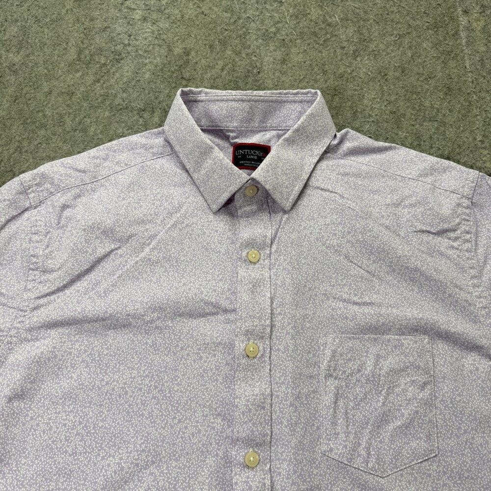 UNTUCKit Performance Shirt Men L Light Purple Floral Abstract Nylon Stretch